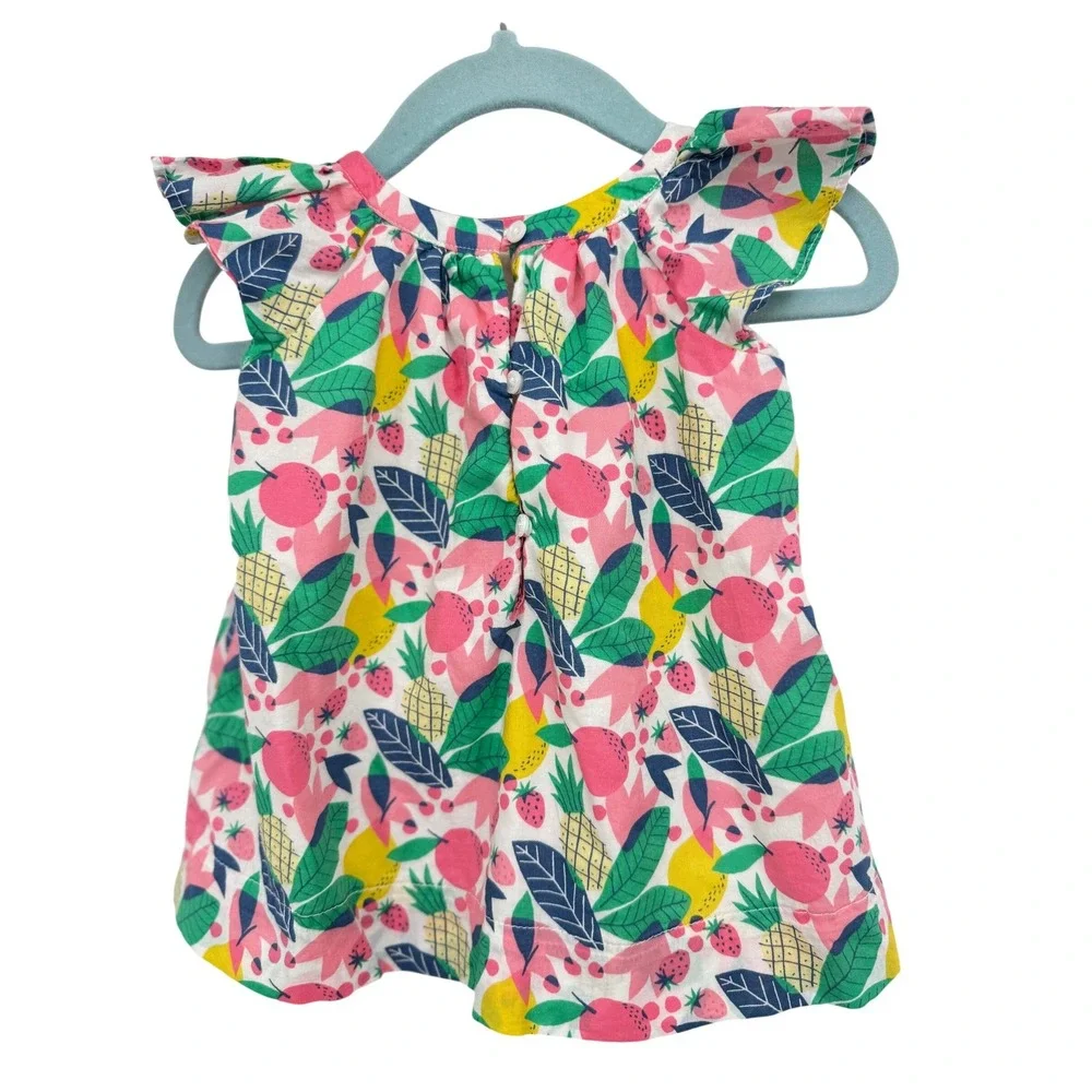 Gap Baby Summer Tropical Fruit Print Dress 3-6 Months Pineapple Strawberry